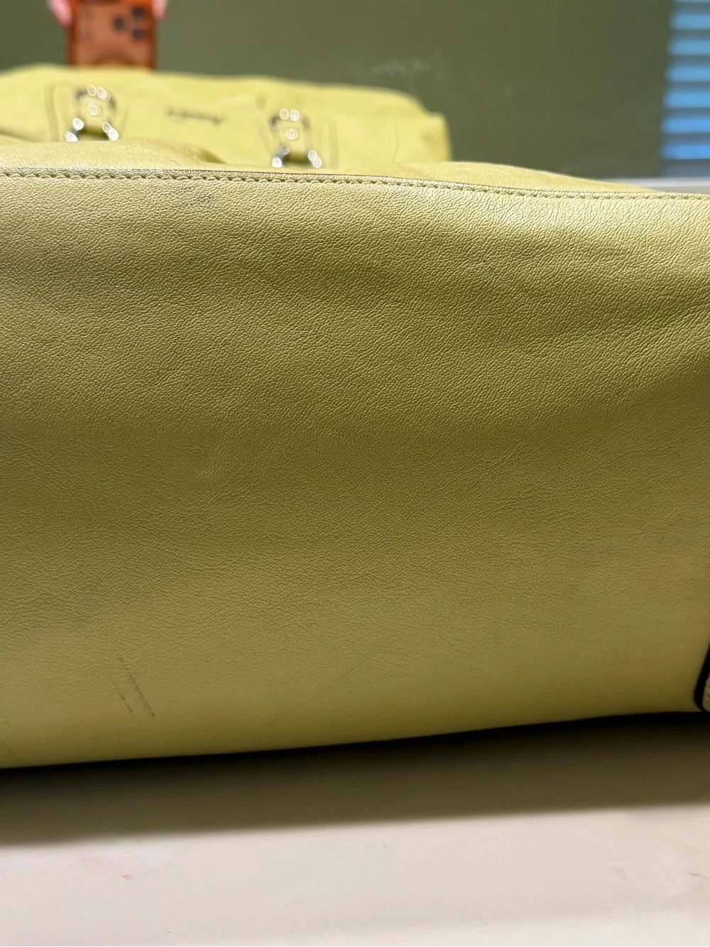 Coach Lemon-Lime Leather Satchel with Dual Handles